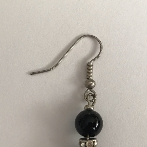 New Handmade by Artist Earrings Blue Beads Faux Diamonds - Picture 7 of 16